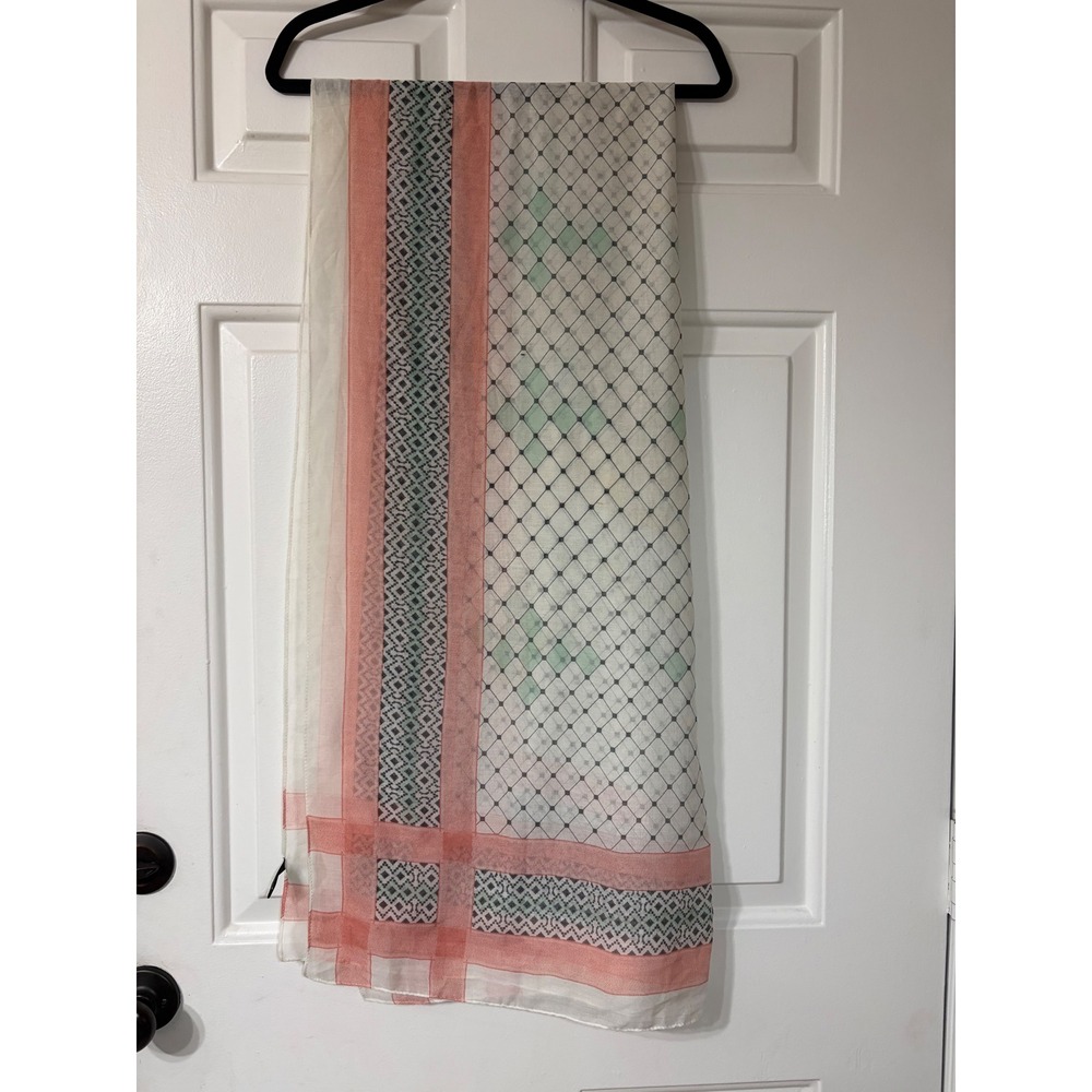 Melifluos | Lightweight Geometric Print Scarf Wrap | OS || Peach Mint White|